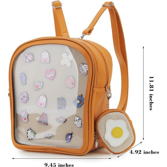 Toast Shaped Ita Bag for Women with Pin Display Inserts and Adjustable Straps - Picture 4 of 9